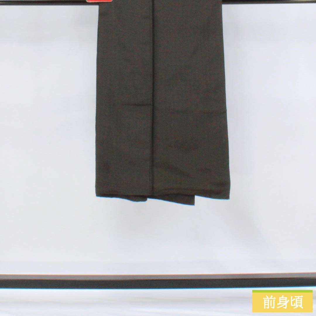 男物 正絹 Sランク 身丈128.5cm 裄丈62.5cm  薄黒色（うすぐろいろ） 紬地 袷 グレー系 1119001112222
