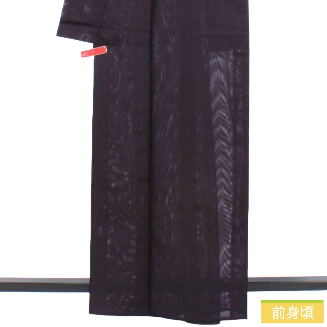 夏物 ポリエステル 色無地 Aランク 身丈163.5cm 裄丈66.5cm 紫烏色（しうしょく） 洗える着物 素無地 絽 紫系 1132004043420