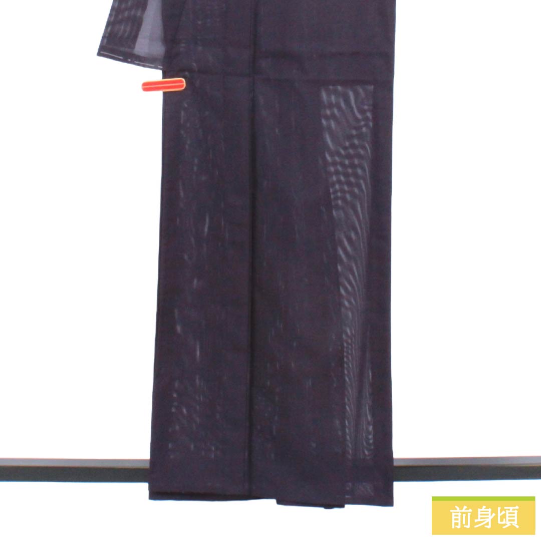 夏物 ポリエステル 色無地 Sランク 身丈160cm 裄丈62.5cm 深紫色（ふかきむらさきいろ） 洗える着物 素無地 絽 紫系 1132003882420