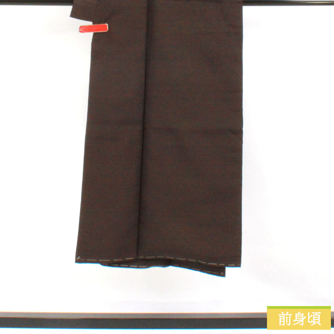 男物 正絹 Aランク 身丈138.5cm 裄丈67.5cm 石板色（せきばんいろ） 蚊絣 しつけ糸付き 袷 紫系 1119001673320