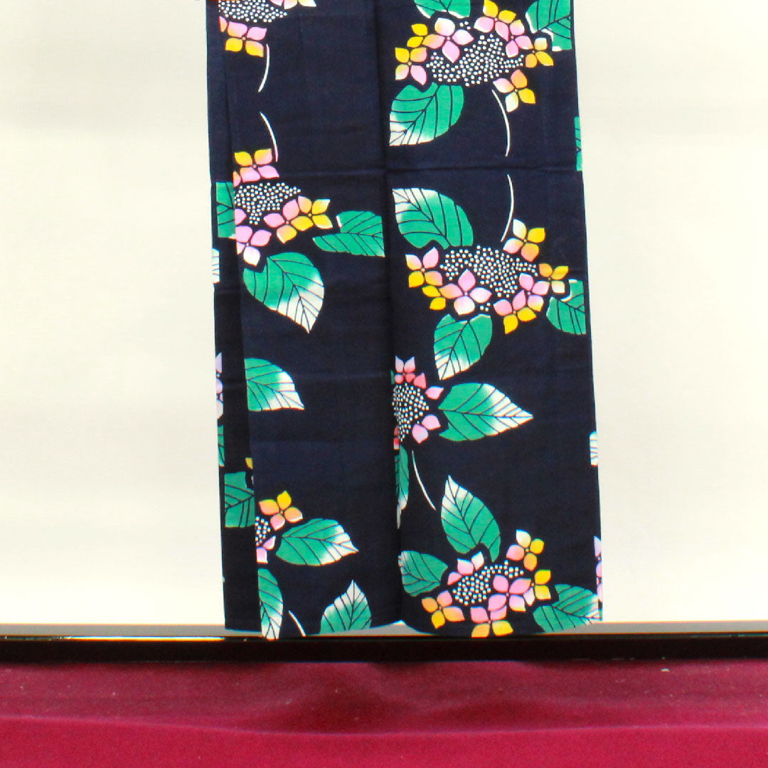 Yukata, dark blue, hydrangea, cotton, S rank, single layer, length 150.5cm, sleeve length 64cm, navy blue, 1118003062118