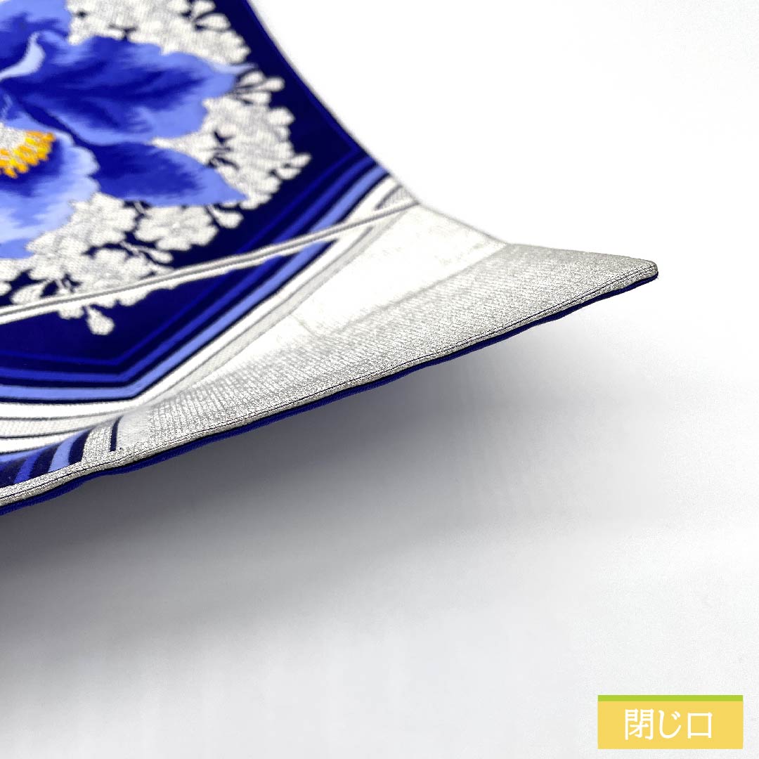 袋帯 正絹 銀色（ぎんいろ） 花模様 亀甲 帯丈424cm Sランク 六通 フォーマル 銀系 1123011952322