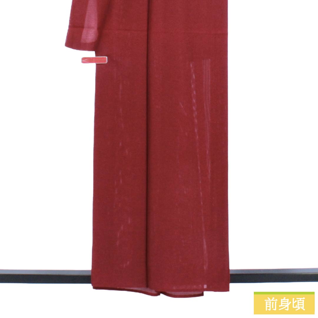 夏物 正絹 色無地 Aランク 身丈158.5cm 裄丈63.5cm 海老色（えびいろ） 素無地 絽 赤系 1132003963312