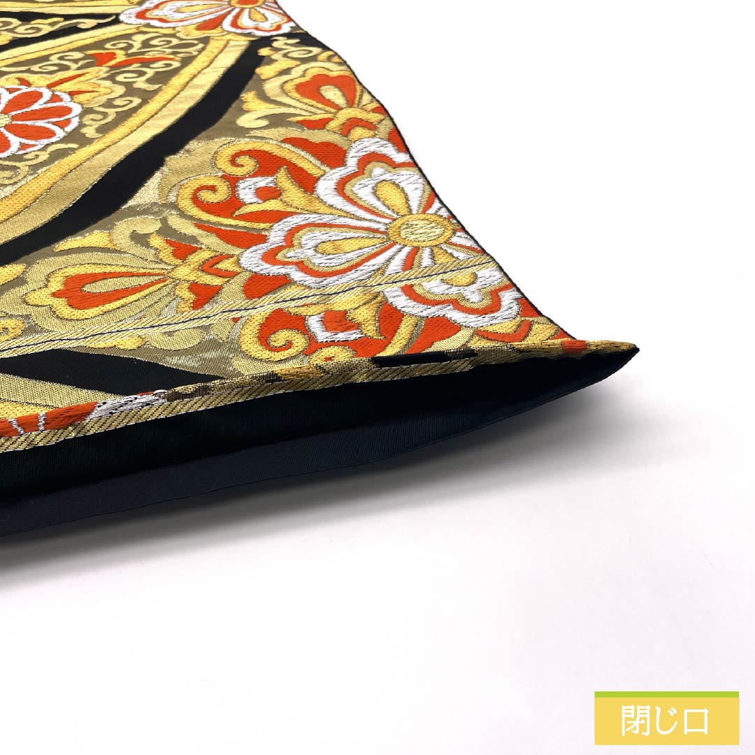 Formal black obi, pure silk, grade A, with shippo plaque and Chinese floral motifs, suitable for furisode (long-sleeved kimono). Length: 428cm. Includes six obi stripes. Product code: 1123015443310