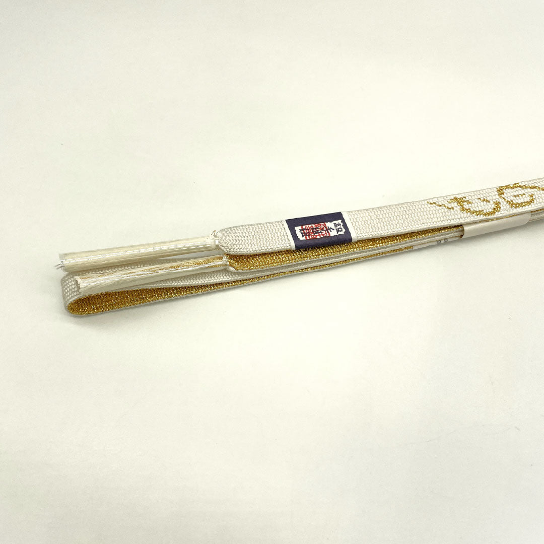 （新古品） 帯締め・帯揚げセット 正絹 NEWランク 鉛白色（えんぱくいろ） 留袖用 古典柄 汕頭 長さ約160cm 幅約1.7cm フォーマル 白系 1141000311311