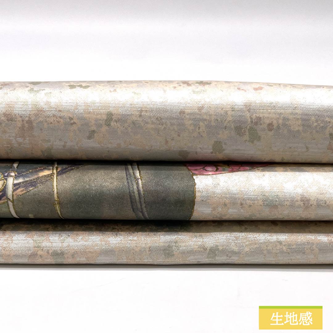 Nagoya Obi with Landscape Pattern, Length 342cm, Pure Silk, S-Rank, Pointed Pattern, Semi-Formal, Gradient, 1124008472399, Nagoya Style