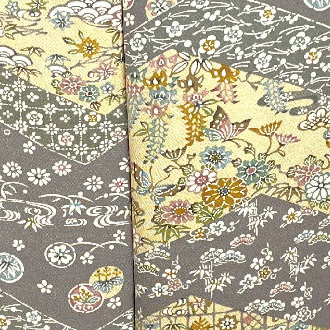 小紋 身丈160.5cm 裄丈62cm 袷 燻銀色 麴色 京紅型  正絹 Aランク グレー系 1115002453422