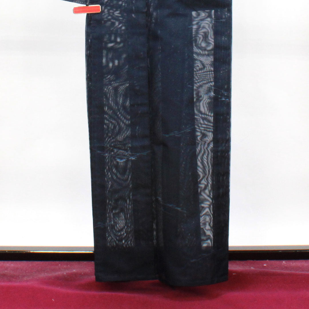 夏物 正絹 色無地 身丈162.5cm 裄丈63.5cm 濃紺色（のうこんいろ） 抽象模様   紗 Sランク 紺系 1132001172418