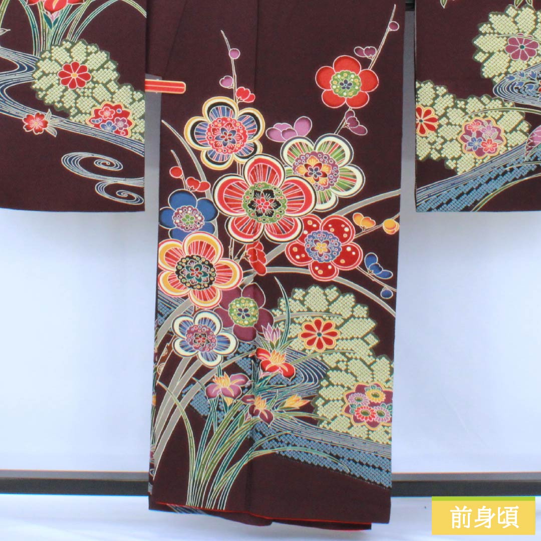 振袖 正絹 Sランク 身丈158.5cm 裄丈64.5cm 袷 二人静色（ふたりしずかいろ） 京紅型 総花 紫系 1113002432320