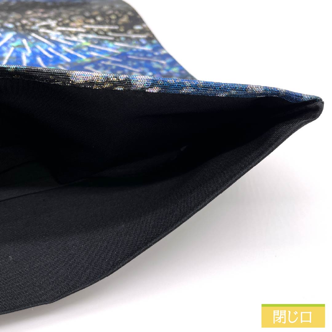【Unsewn】Fukuro Obi Silk S Rank Black Residential Area Fireworks Raden Obi Length 460cm Partial Pattern Semi-Formal Black Type 1123012202410