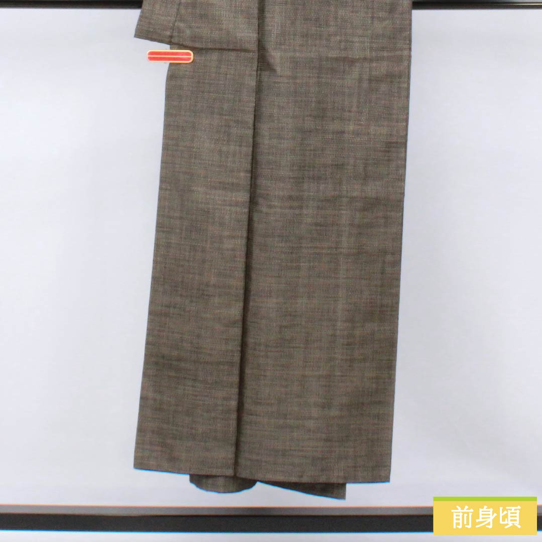 Men's Silk S-Rank Kimono, Length 148.5cm, Sleeve Length 70cm, Silver-Stained Bamboo-Colored Oshima Tsumugi 100 Tortoise Shell Ensemble, Lined, Brown, Product Number: 1119001512414