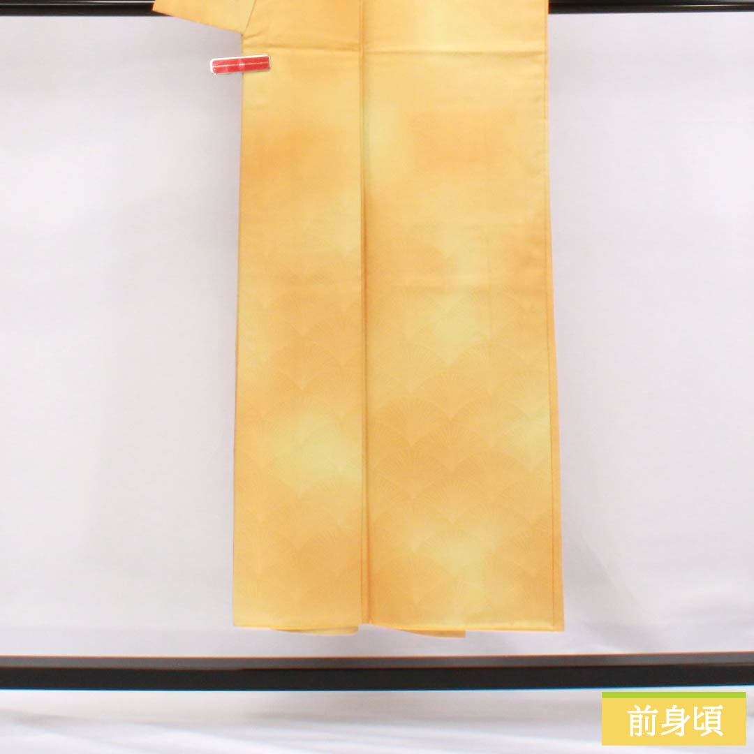 Solid Color Kimono (Polyester) A Rank, Length 148.5cm, Sleeve-to-shoulder 58.5cm, Corn Yellow, Light Khaki, Gradation Dyeing, Pine Needle Pattern, Lined, Orange System, 1114002303126