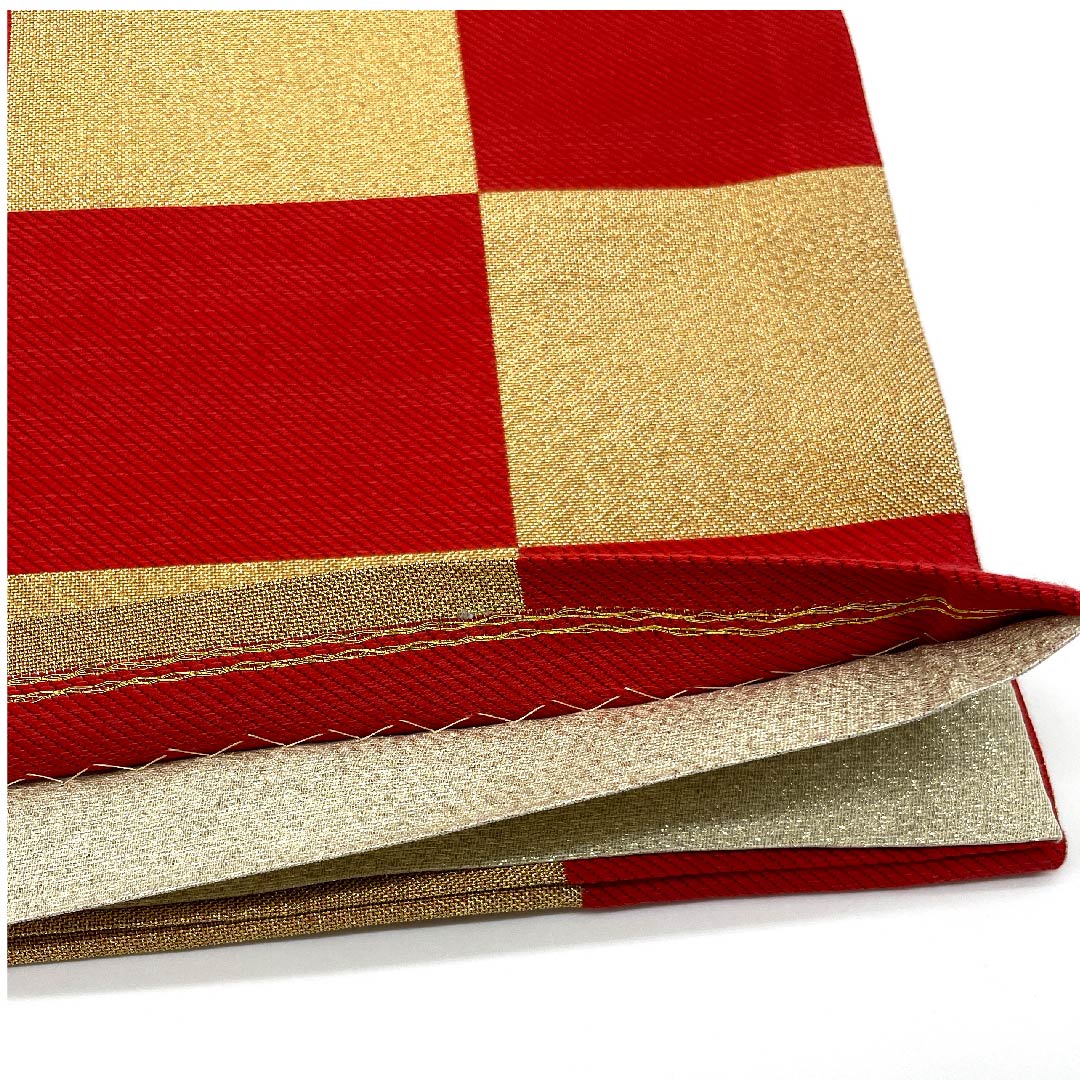 Gold-colored Fukuro Obi for Furisode, Checkered, Length 440cm, Pure Silk, S-Rank, Six-way, Formal, Gold-based, 1123006252321