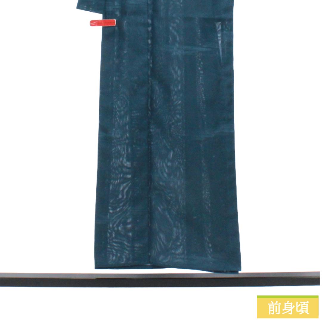 夏物 正絹 色無地 Sランク 身丈152.5cm 裄丈62.5cm 裏色（うらいろ） 霞模様 紗 青系 1132004362217
