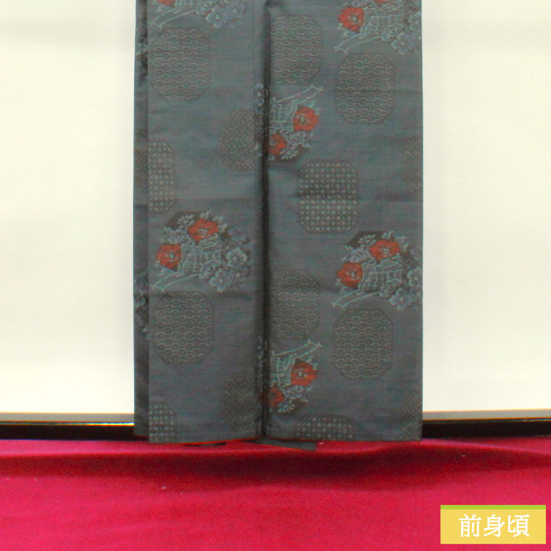 Oshima Tsumugi silk Length 157cm Sleeve length 64.5cm Ensemble S rank Awase Navy 1116003242318