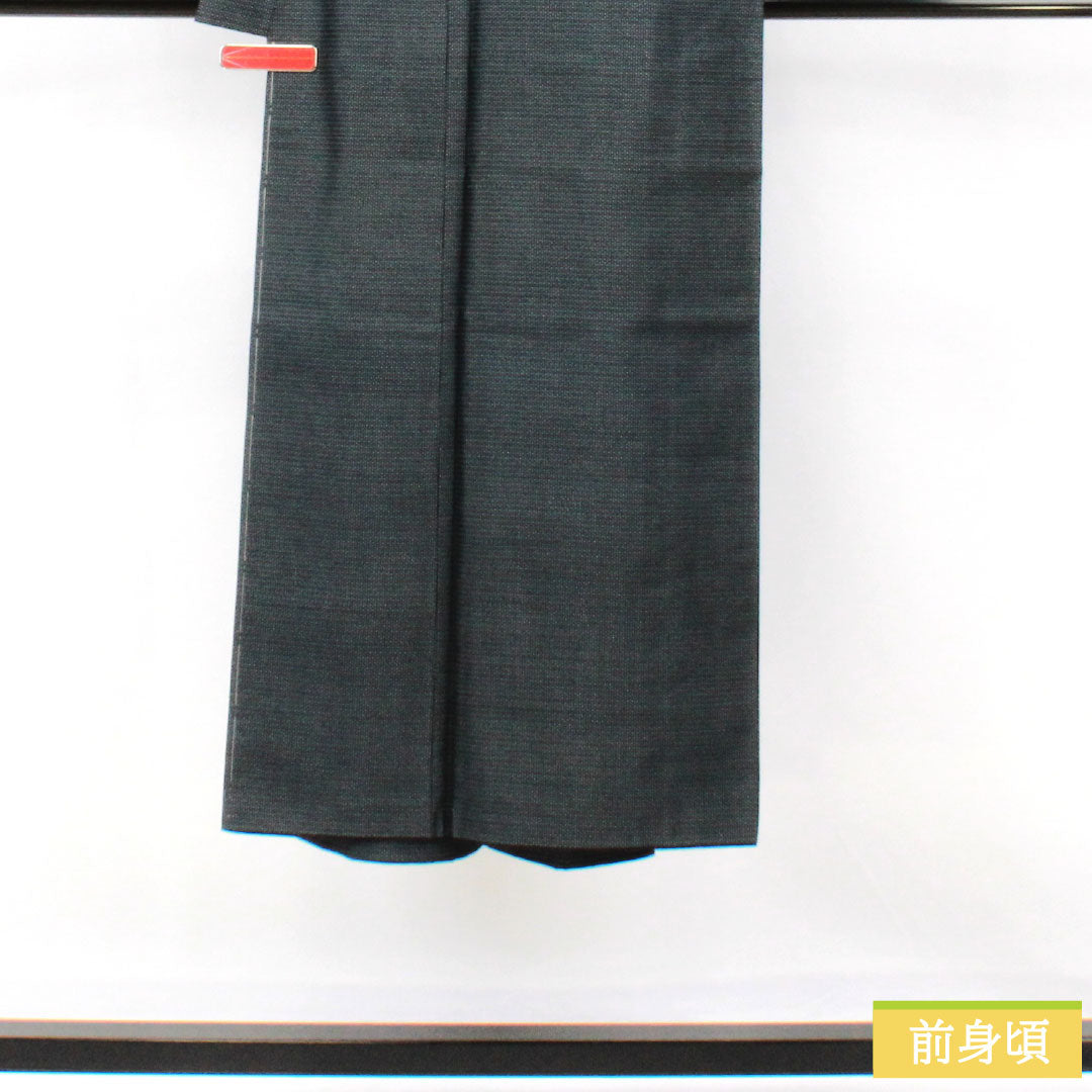 男物 正絹 Sランク 身丈137.5cm 裄丈66.5cm 濃紺色（のうこんいろ） 大島紬 100亀甲 しつけ糸付き 袷 紺系 1119001632318