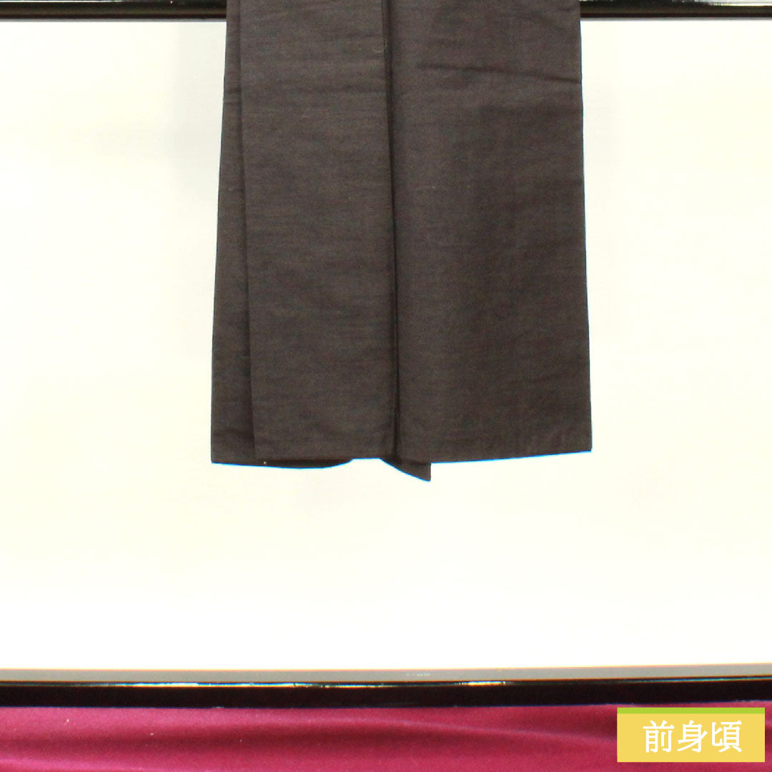 男物 正絹 身丈129cm 裄丈63.5cm 黒鼠色（くろねずいろ） 真綿紬 Sランク 袷 茶系 1119000852214