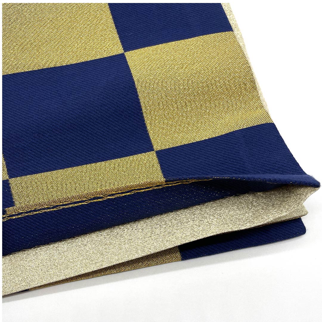 Gold-colored Fukuro Obi for Furisode, Checkered, Length 448cm, Pure Silk, S-Rank, Six-way, Formal, Gold-based, 1123006302321