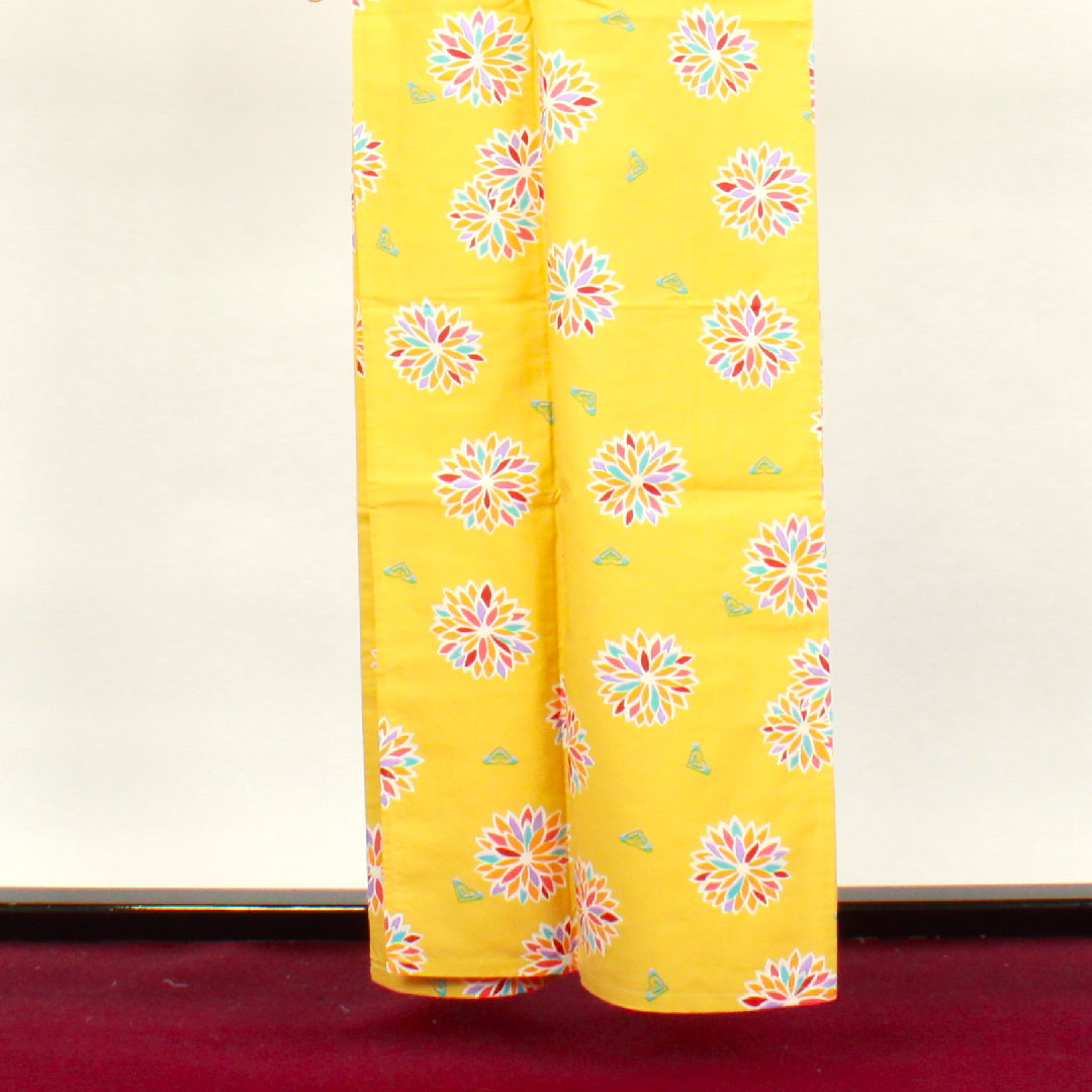 Yukata, Shishigoto color, abstract pattern, cotton, S rank, single layer, length 160.5cm, sleeve length 64cm, yellow, 1118001232423