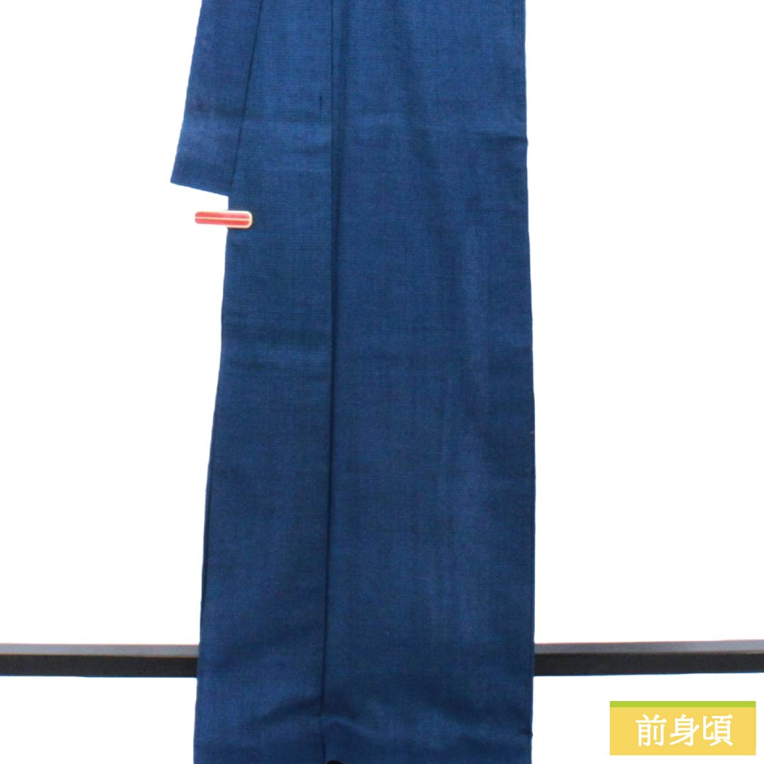 夏物 正絹 紬 Sランク 身丈170cm 裄丈63.5cm 韓藍色（からあいいろ） 紗 青系 1132003812617