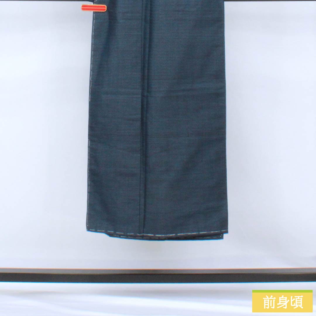 Men's silk S-rank kimono, length 142cm, sleeve length 65cm, Iced brown (ice-washed brown) Oshima Tsumugi 100 tortoiseshell pattern, lined, navy blue, with basting threads, product number 1119001502418