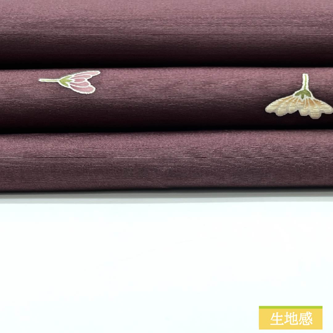 名古屋帯 正絹 木蘭色色（もくらんじきいろ） 染め帯 小花 花びら 帯丈357cm Sランク ポイント柄 セミフォーマル 紫系 1124007172320 名古屋仕立て