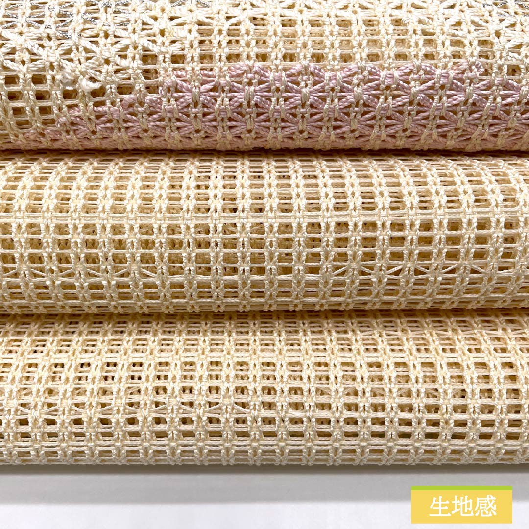 Nagoya Obi, Pure Silk, Off-White, Summer Obi, Abstract Pattern, 350cm Length, Rank B, Pointed Pattern, Semi-Formal, Beige, 1124008794325, Open-Leaf Style