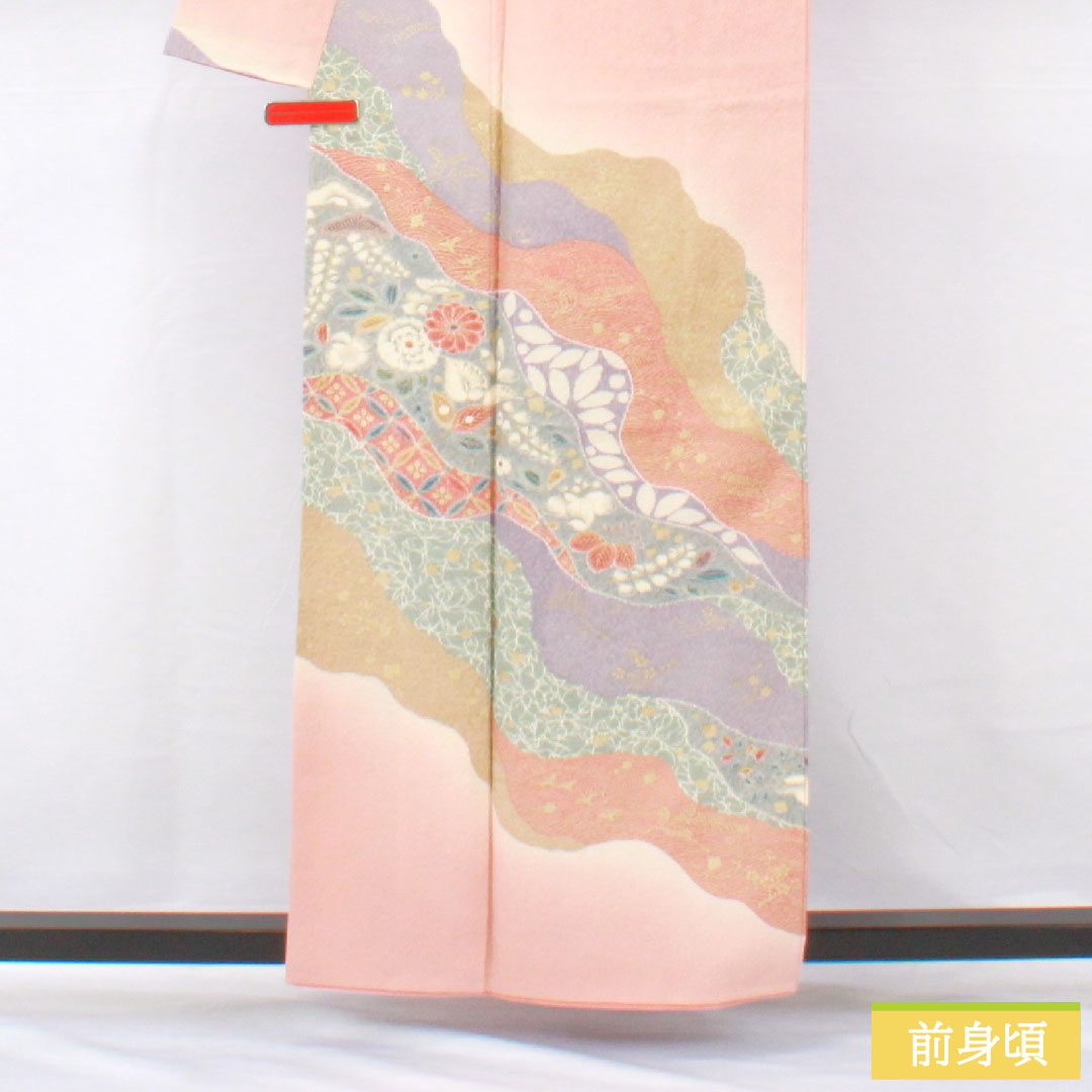 訪問着 正絹 袷 身丈159cm 裄丈63.5cm 東雲色（しののめいろ） 京友禅 辻ヶ花 Aランク ピンク系 1112005673313