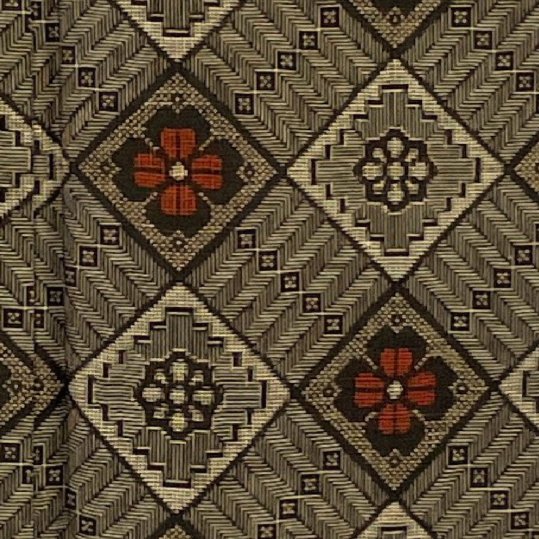 Oshima Tsumugi, Length 159cm, Sleeve length 64cm, Diagonal lattice with diamond pattern, Pure silk, S rank, Lined, Brown, 1116000862314