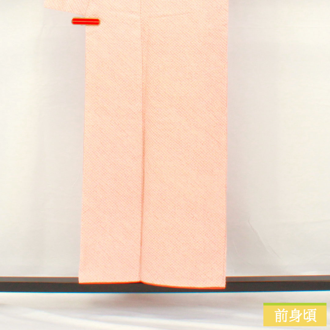 小紋 正絹 身丈155cm 裄丈63cm 袷 東雲色（しののめいろ） 総絞り 疋田絞り Aランク ピンク系 1115004763313