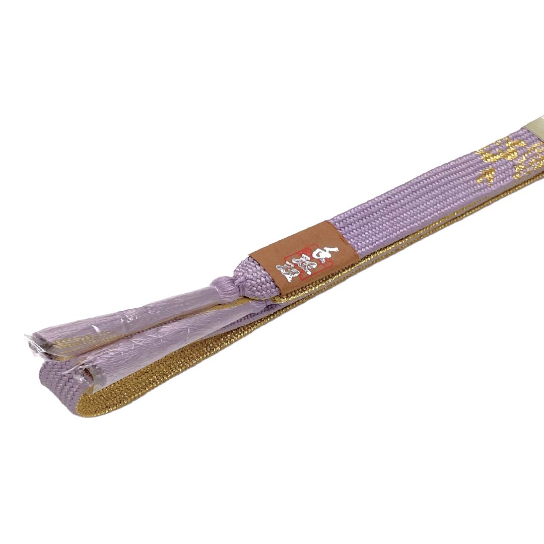 （新古品） 帯締め・帯揚げセット 正絹 NEWランク 浅青朽葉色（うすあおくちばいろ） 梅 古典柄 長さ約165cm 幅約1.6cm セミフォーマル 紫系 1141000611320