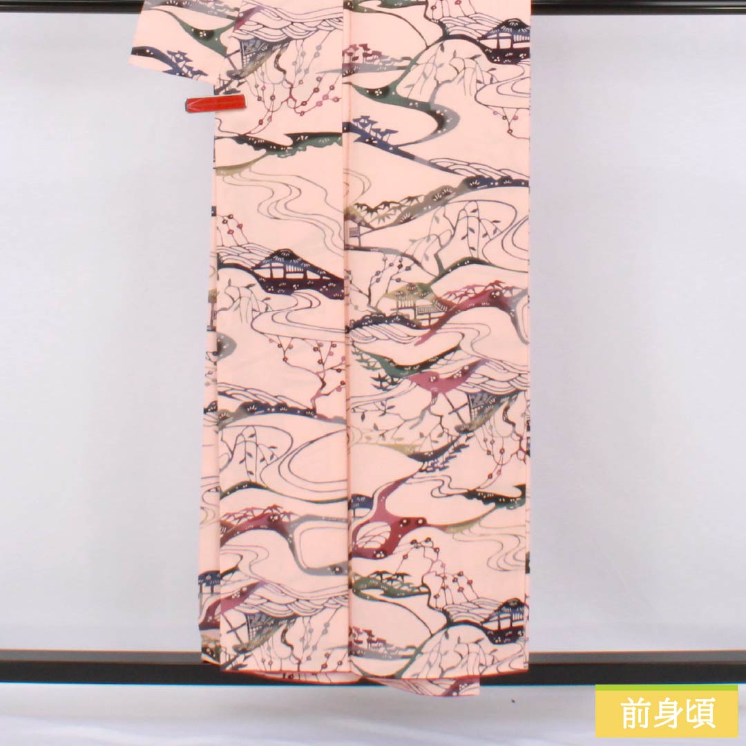 Komon silk S-rank kimono, length 153.5cm, sleeve length 64cm, lined, maiden color (otomeiro), Kyoto Bingata, Chayatsuji, pink, product number 1115007702213