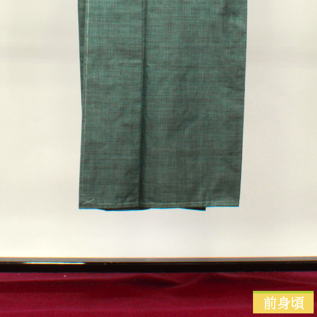 Men's pure silk, length 138cm, sleeve length 68cm, Oshima Tsumugi 100 tortoiseshell, with basting thread, unused, S rank, lined, green, 1119000702319