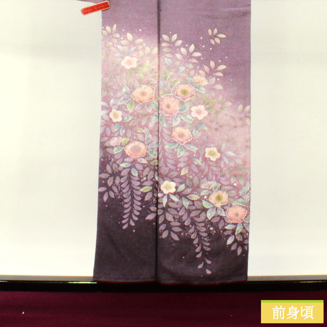 訪問着 正絹 袷 身丈154.5cm 裄丈67cm 滅紫色（けしむらさきいろ） 辻ヶ花 Aランク 紫系 1112004753220