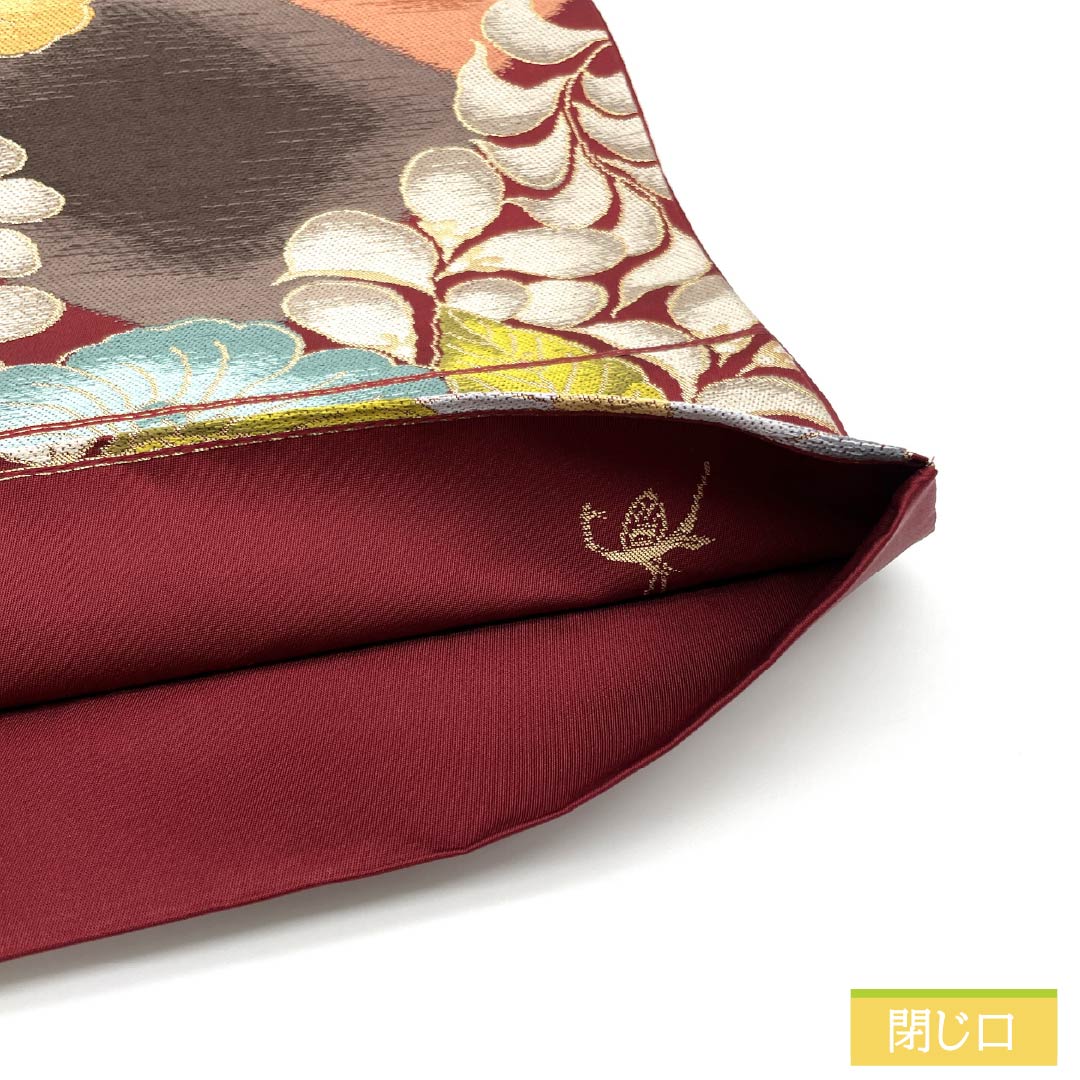 A fukuro obi (sash) made of pure silk, deep scarlet, for long-sleeved kimono, Shirayaen Oba, floral pattern, for tomesode, obi length 426cm, A rank, six-pass, formal, vermilion, 1123013873316