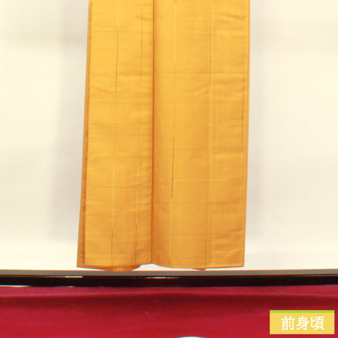 Tsumugi silk Length 151.5cm Sleeve length 63cm Fox color Check S rank Awase Brown 1116003532214