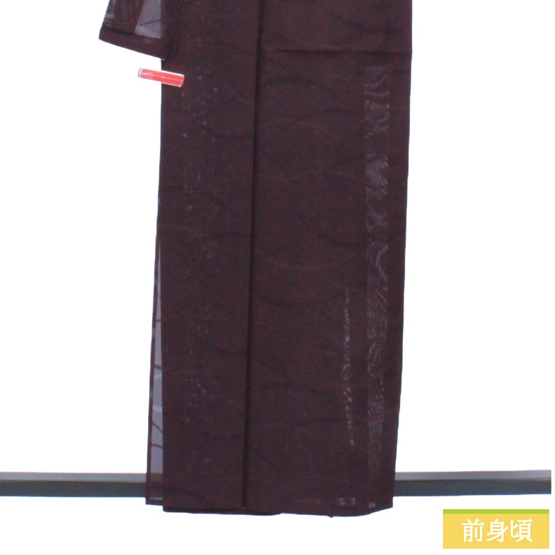 夏物 ポリエステル 色無地 Aランク 身丈158.5cm 裄丈65.5cm 紫烏色（しうしょく） 露芝 絽 紫系 1132004793320