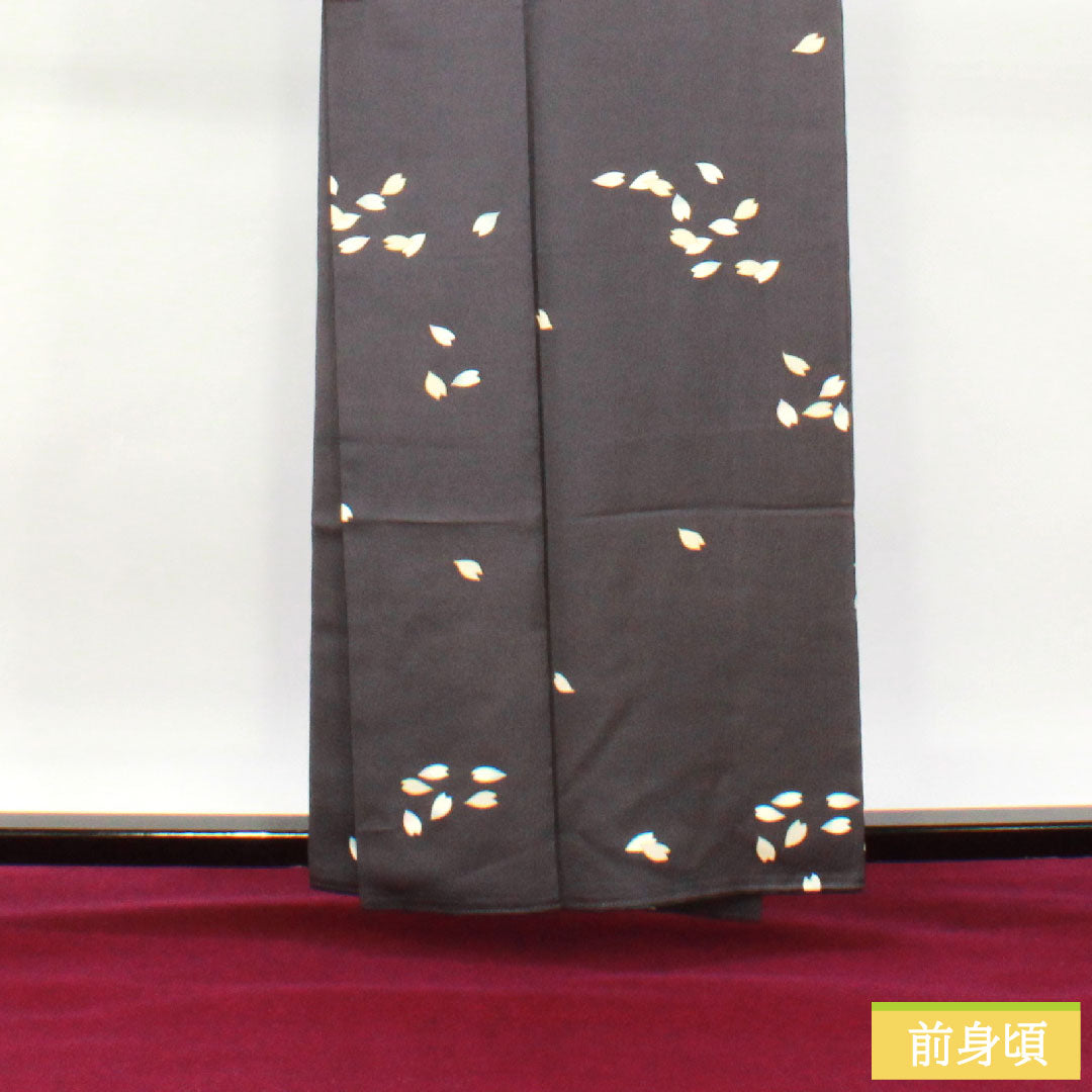 Homongi, pure silk, lined, length 159.5cm, sleeve length 68.5cm, deep purple, Rakuraku Studio, Sakura, A rank, purple, 1112003793320