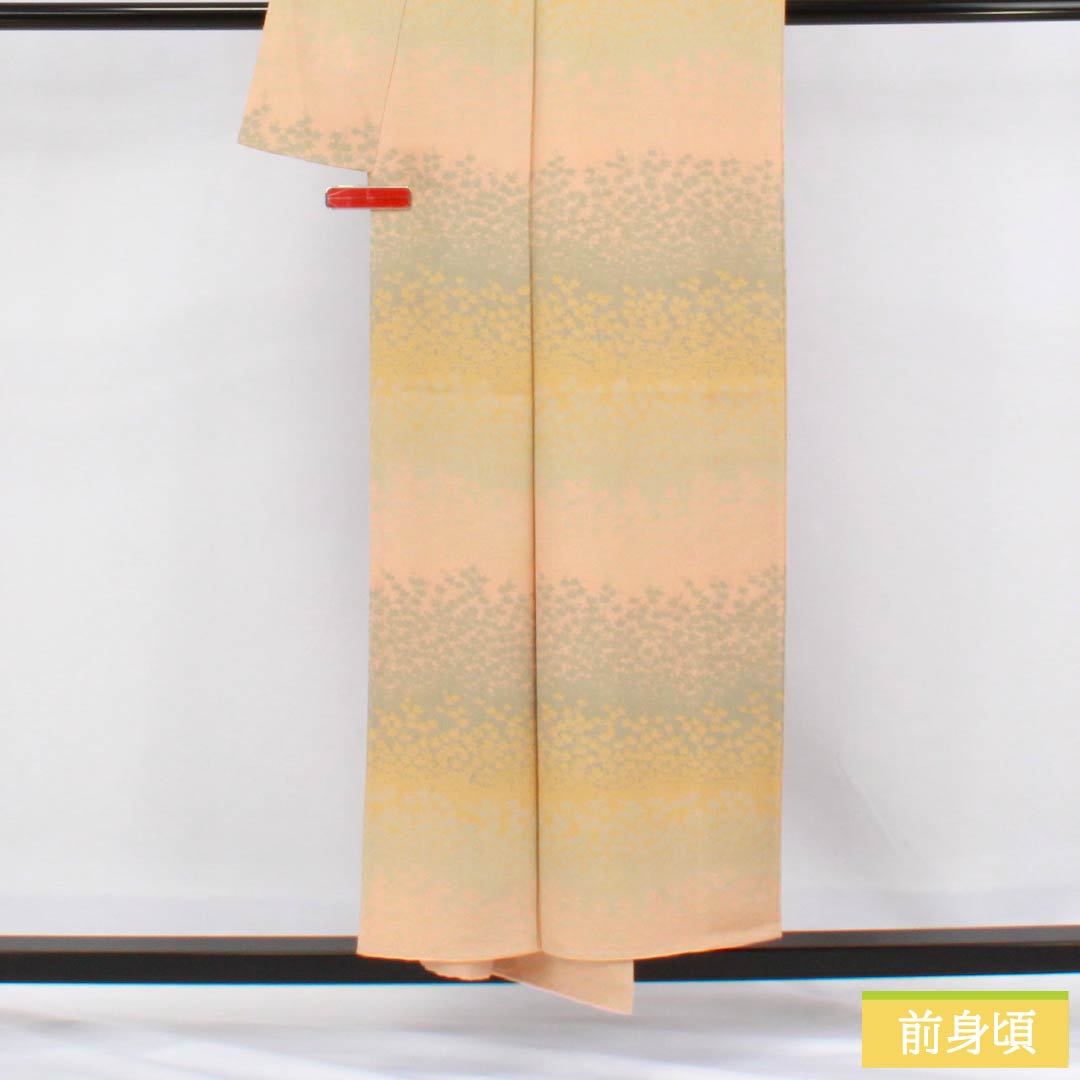 小紋 正絹 Sランク 身丈152.5cm 裄丈61.5cm 袷 江戸小紋 型染 丸に角立四つ目 一つ紋 青海波 グラデーション系 1115006492299