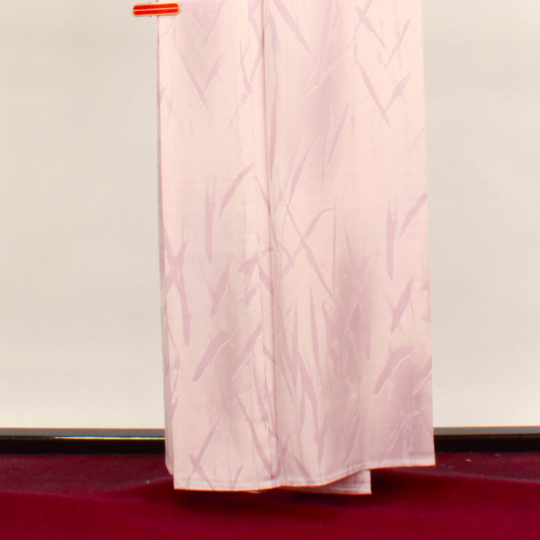 Summer pure silk komon kimono, length 159cm, sleeve length 62.5cm, cherry blossom color, abstract pattern, basting thread included, unused, silk, A rank, pink, 1132000533313
