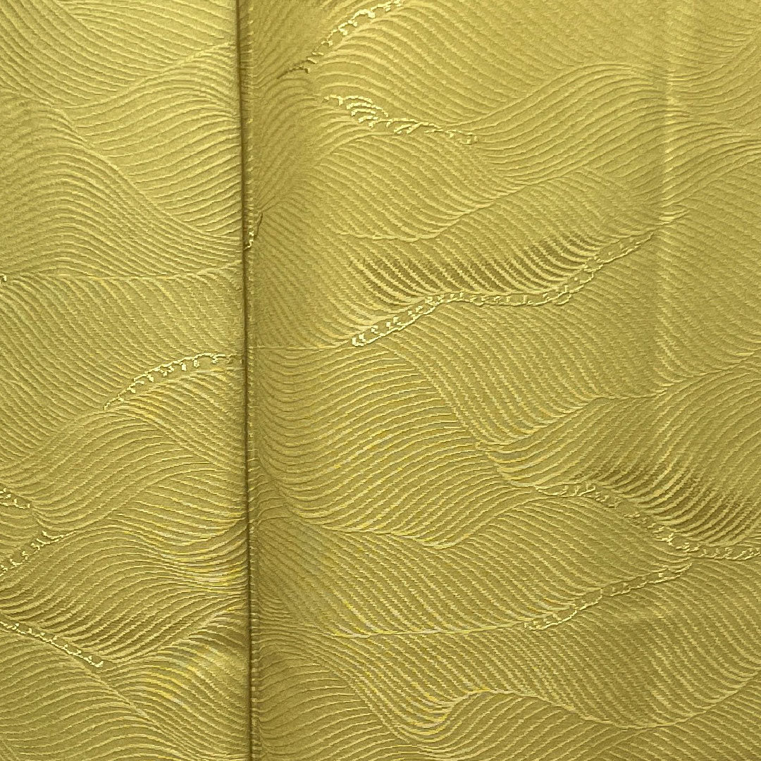 Plain color, withered color, wave, bellflower, length 159.5cm, sleeve length 62cm, lined, pure silk, S rank, yellow, 1114000582323