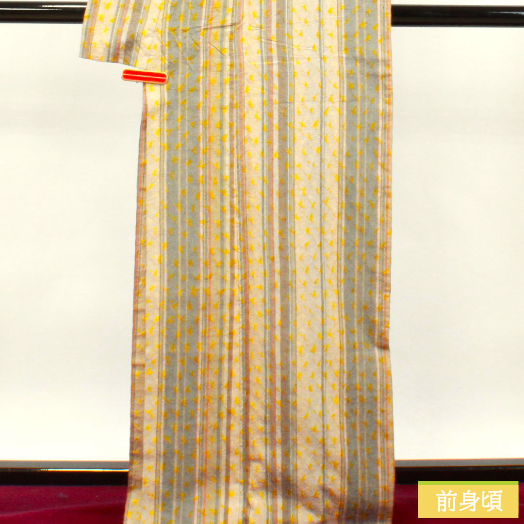 Komon, pure silk, length 165.5cm, sleeve length 64cm, lined, pongee fabric, tie-dye, stripes, S rank, gradation style, 1115003652599