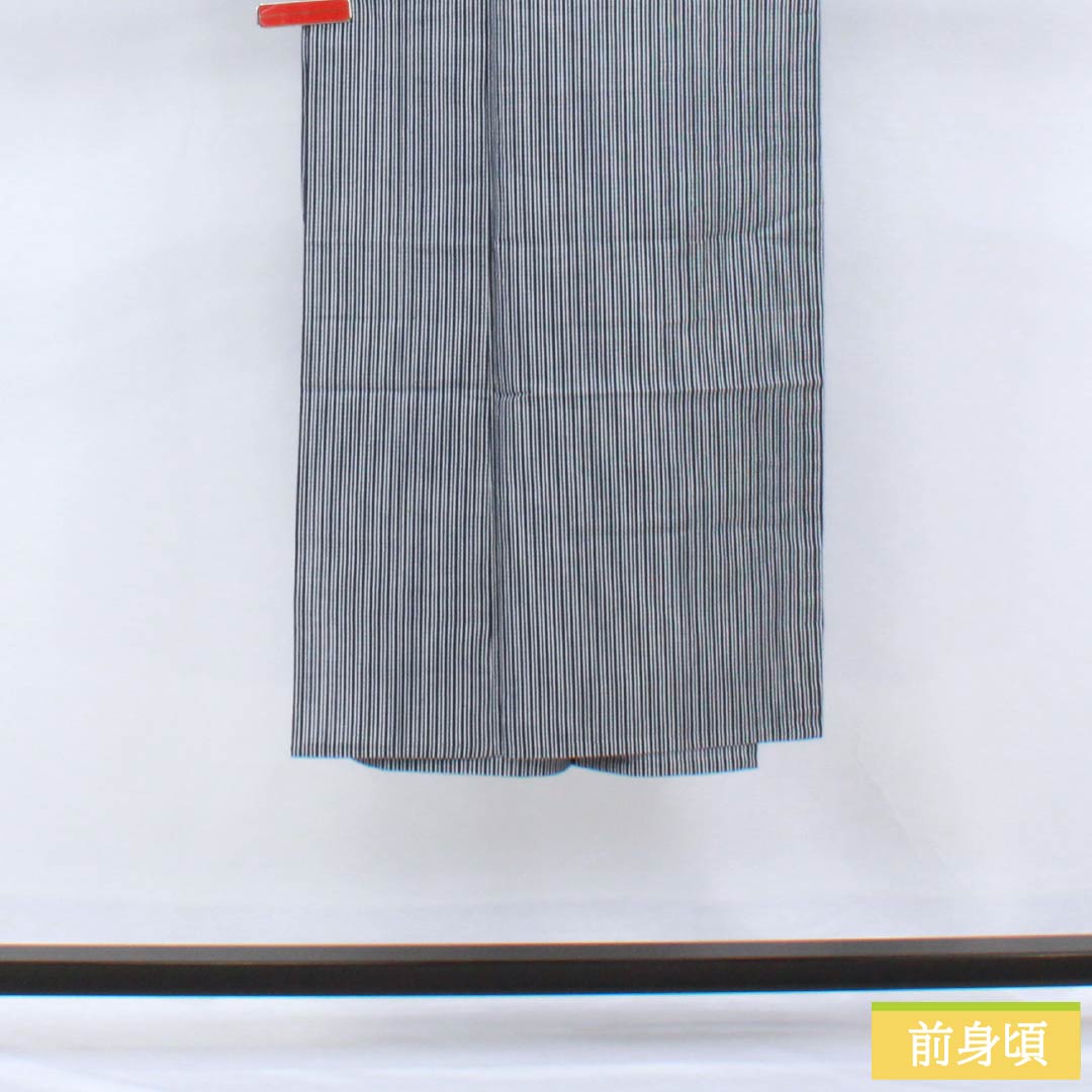 Men's Cotton Yukata - S Rank, Single Layer, Navy Blue Stripe, 137cm Length, 67cm Sleeve-to-Nape - 1138000052318