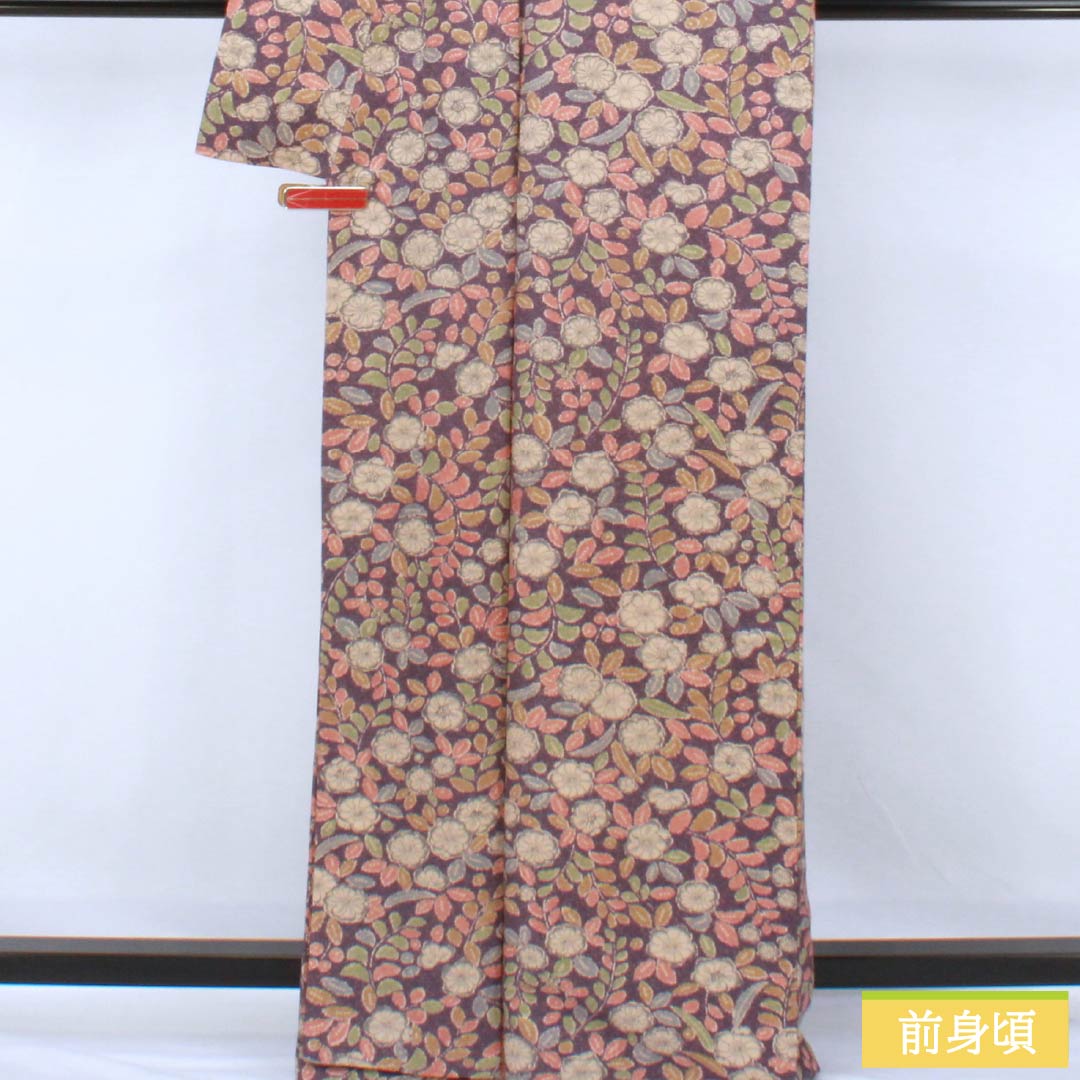 小紋 正絹 Aランク 身丈163cm 裄丈68cm 袷 中紫色（なかのむらさきいろ） 辻ヶ花 紫系 1115007723420