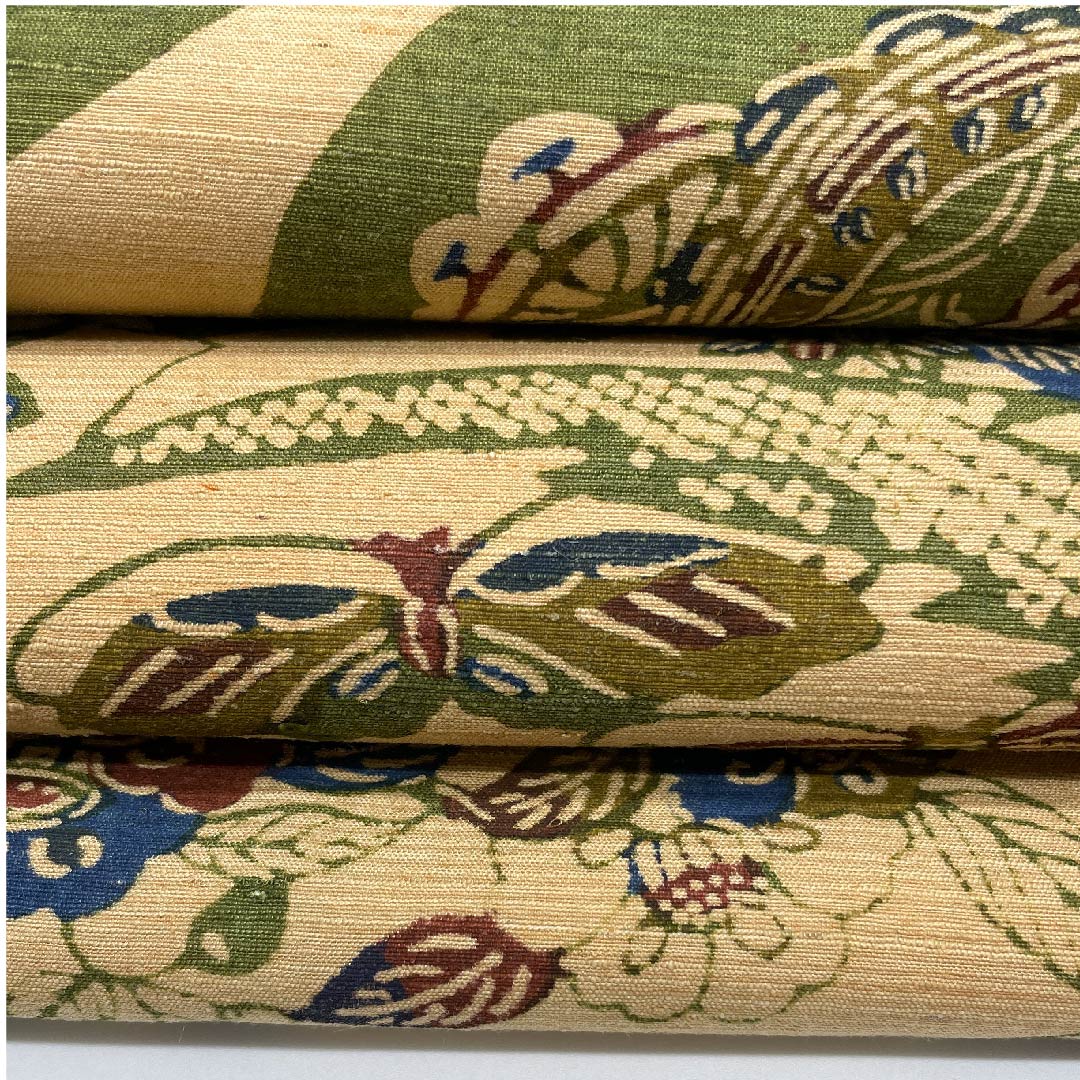 名古屋帯 薄柿色 古典柄 扇面に松竹梅 鳥 蝶 帯丈382cm 正絹 Aランク 全通 カジュアル ベージュ系 1124004613325  名古屋仕立て