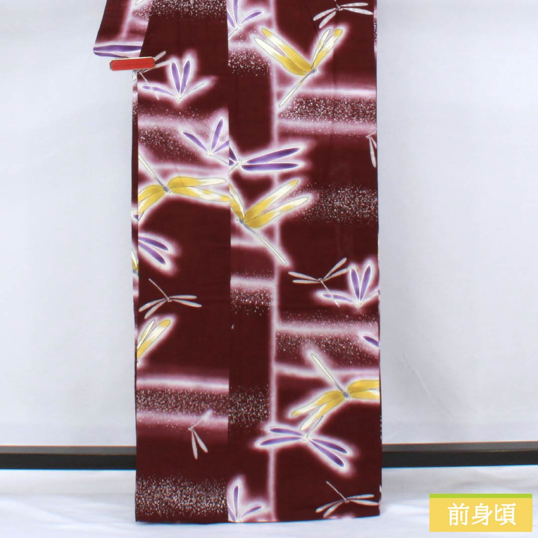 浴衣 木綿 身丈165cm 裄丈67.5cm Aランク 単衣 紫系 桑の実色（くわのみいろ） トンボ 山本寛斎 Kansai 1118006293520