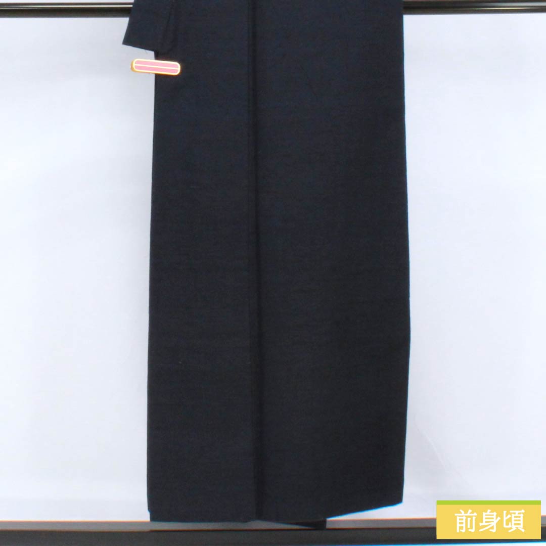 Men's pure silk S-rank kimono, length 148.5cm, sleeve length 72.5cm, navy blue (noukon-iro) silk tsumugi ensemble, lined, navy blue, product number 1119000912418