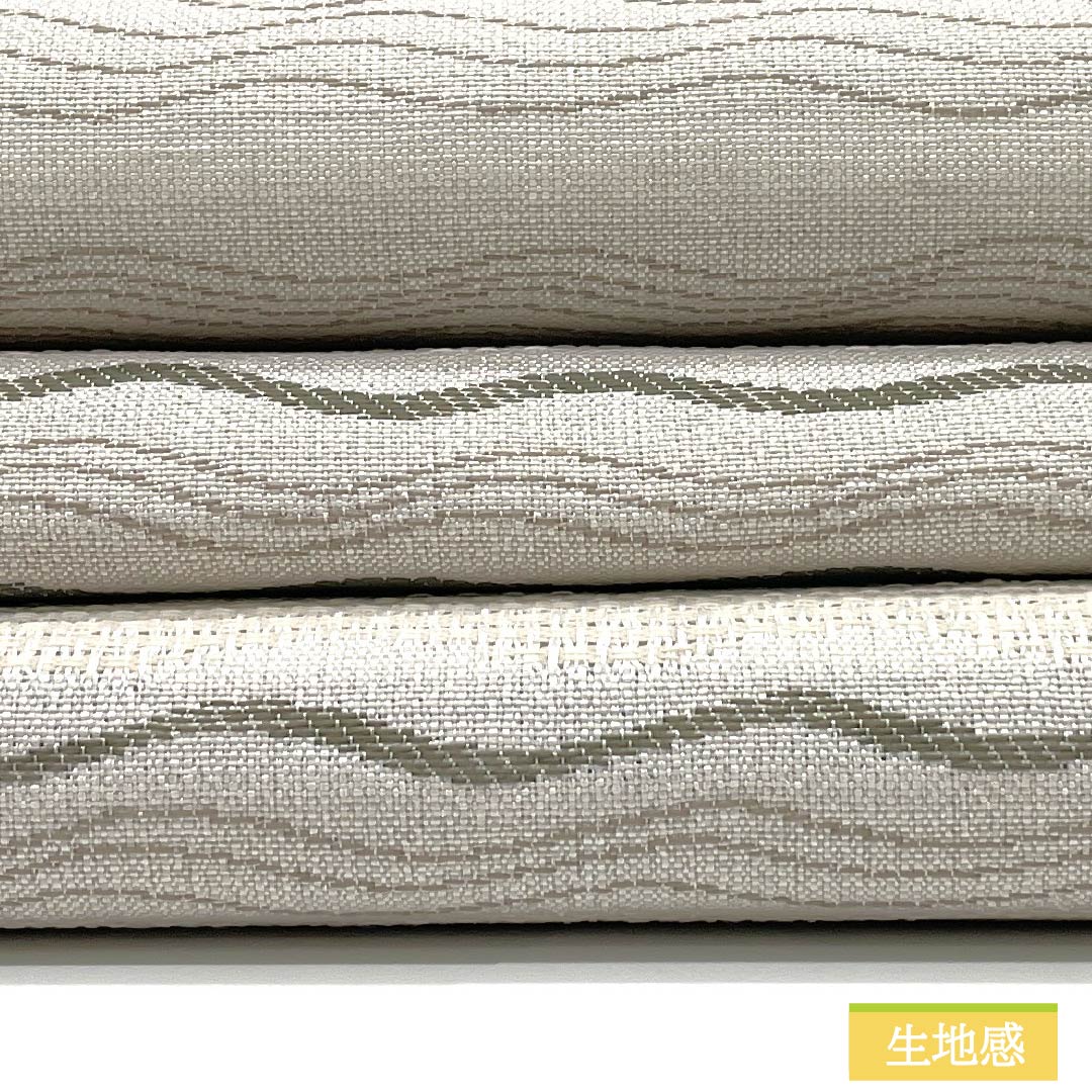 (Kyoto Fukuro Obi) Nagoya Obi, Polyester, S-Rank, Natural Color (Kinari-iro), Wave Pattern, Horizontal Stripes, Length 390cm, Full Length, Casual, White, Item Number 1124010902411, Open-Leg Style