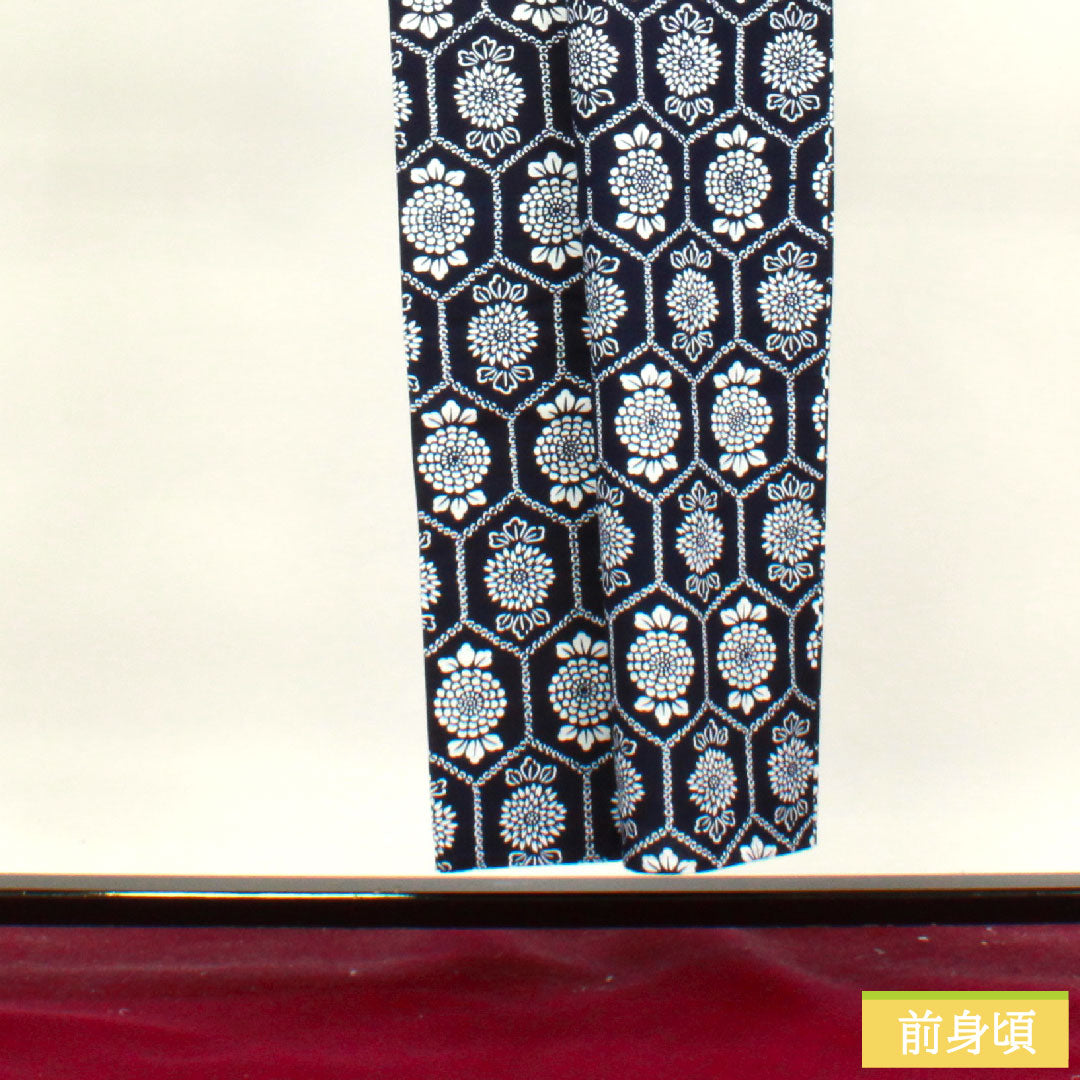 浴衣 木綿 身丈149.5cm 裄丈62.5cm Sランク 単衣 紺系 濃紺色（のうこんいろ） ピンポンマム 1118004612118