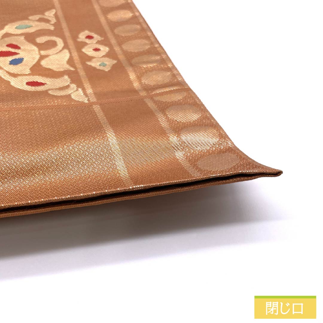 Fukuro Obi (sash) made of pure silk in Shikanchairo (brown) with an abstract floral pattern, 440cm long, S rank, six-pass, semi-formal, brown, product number 1123014982314